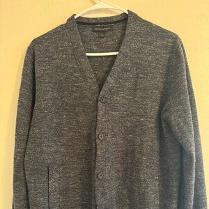 Banana Republic Cardigan Sweater L Men's Classic V-Neck Button Gray Cotton Knit